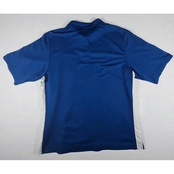 Y2K Nike Dri Fit Golf Polo Shirt Waffle Knit Blue/White Mens Large - Picture 11 of 14